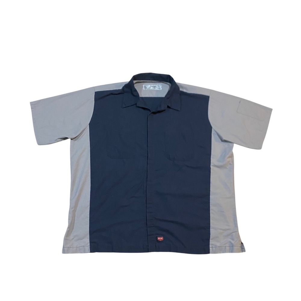 Red Kap Mens XXL Navy Grey Ripstop Short Sleeve Work Shirt SY30NG3 Industrial